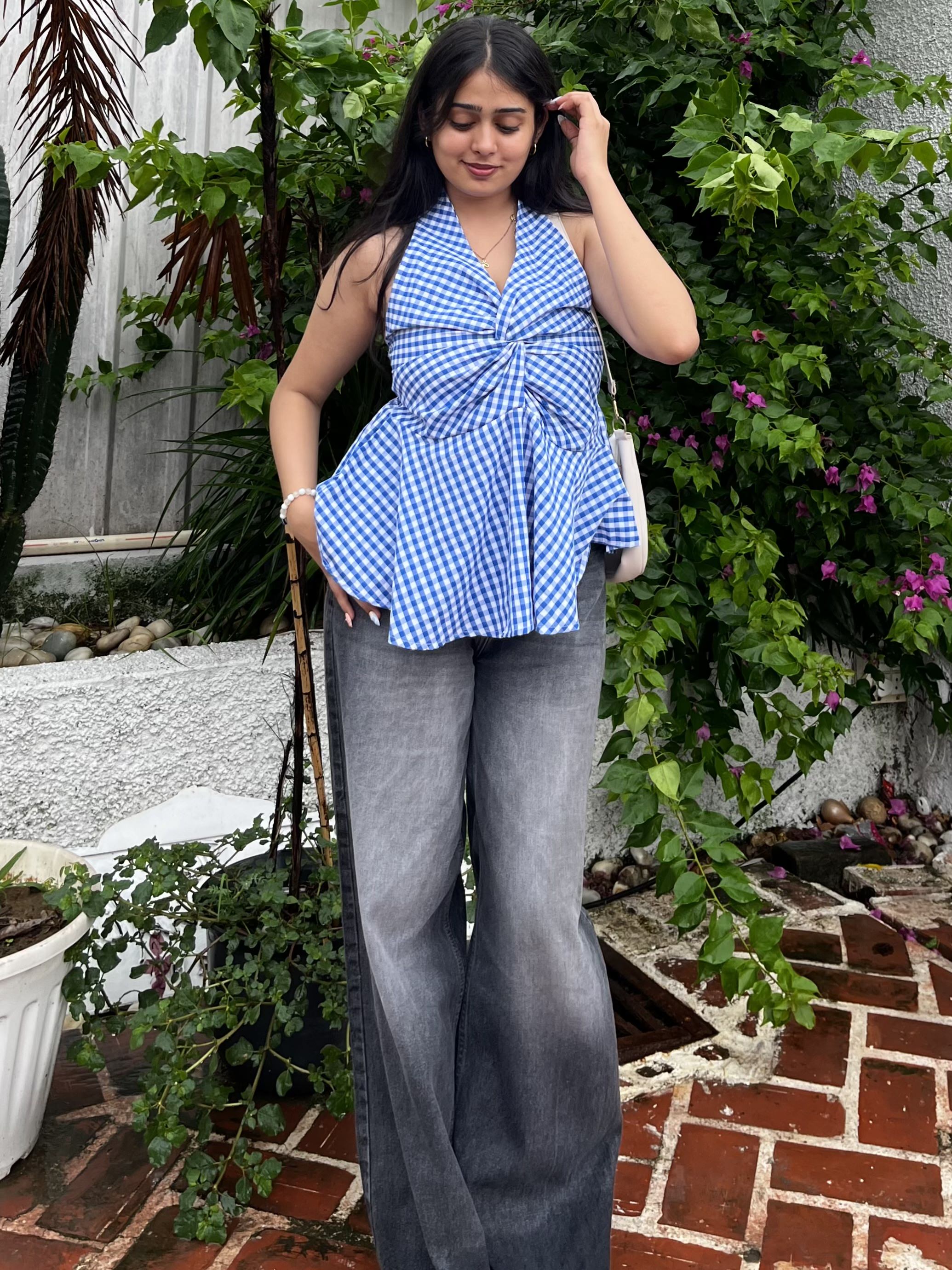 Blue Halter Neck top