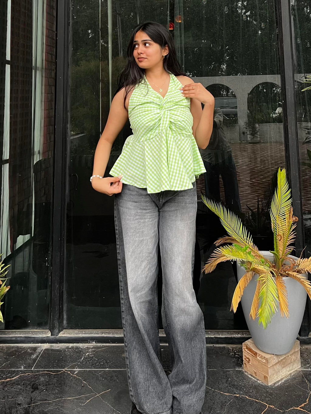 Green Halter Neck top